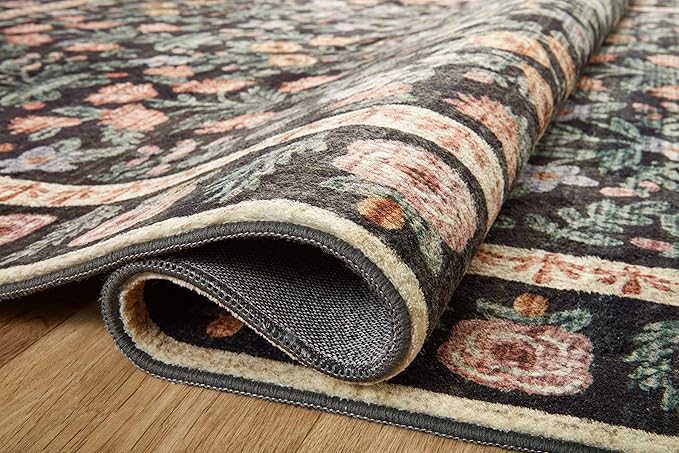 Loloi Rifle Paper Co. Eden Collection EDE-02 Mughal Garden Black 7'-6" x 9'-6" Area Rug feat. CloudPile™