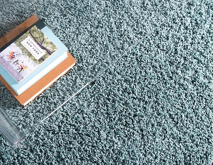 Unique Loom Solid Shag Collection Area Rug (7' 1" x 10' Rectangle, Light Slate Blue)