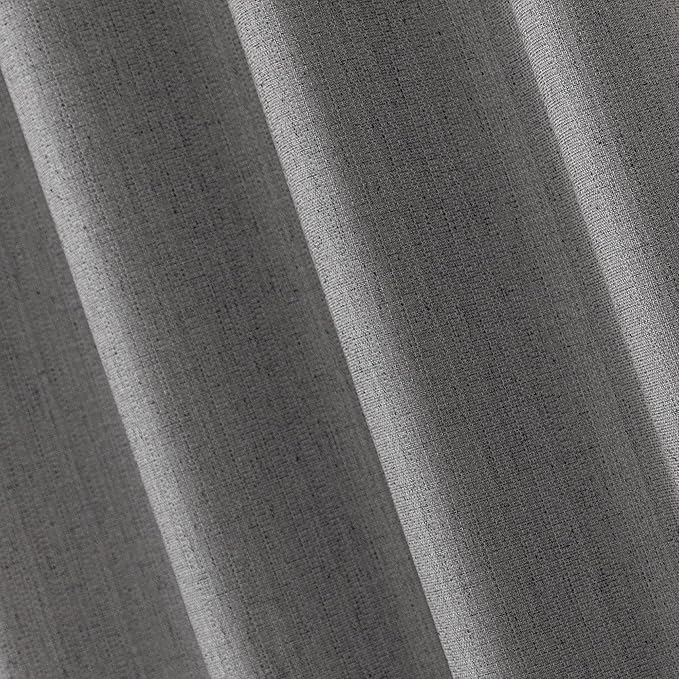 Amazon Basics Faux Linen Blackout Curtains for Bedroom and Living Room, 2-Piece Set with Grommets, 52" W x 72" L, Grey