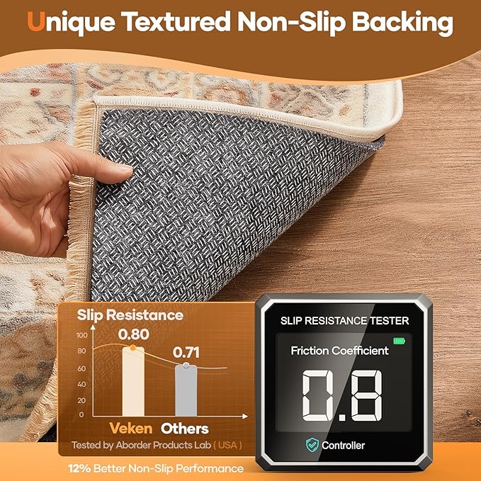 Veken Non Slip Cushioned Rug Pad Gripper 8 x 11 Ft, Felt and Silicone Backing, 1/4 inch Thick Carpet Liner for Hardwood Floors and Finishes, Under Area Rugs Anti Skid Mat, Keep Rugs Safe and in Place