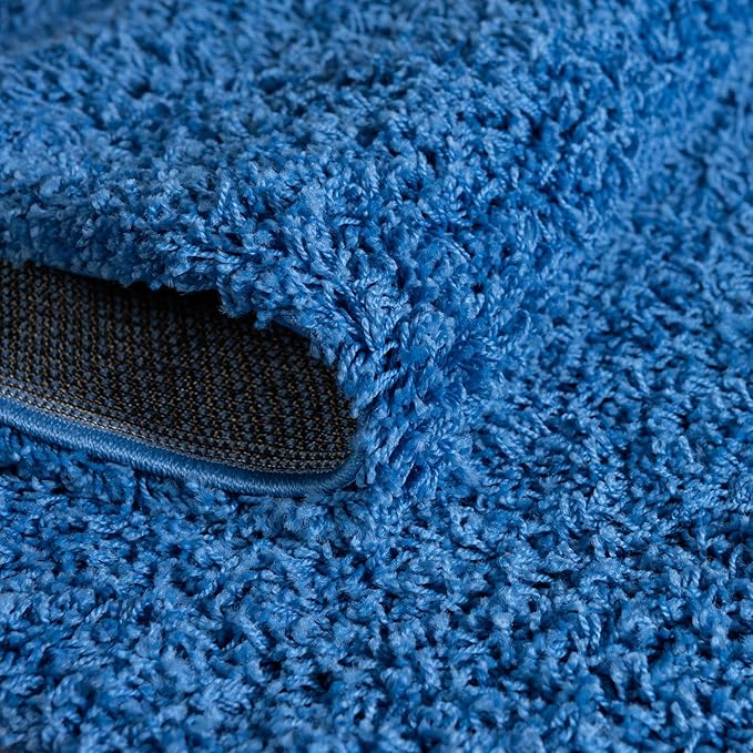 Unique Loom Solid Shag Collection Area Rug (5' Round Periwinkle Blue)
