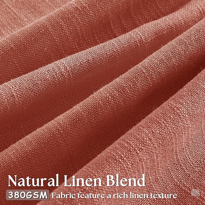 Pinch Pleated Terracotta Linen Curtains 84 Inches Long 2 Panels Set for Living Room Dining Pinch Pleat Back Tab Light Filtering Farmhouse Boho Retro Window Curtain Drapes Red Clay Autumn Fall Decor