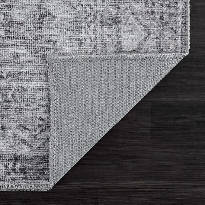 Bloom Rugs Washable 5' x 7' Rug - Ivory/Silver Gray Traditional Area Rug for Living Room, Bedroom, Dining Room, and Kitchen - Exact Size: 5' x 7'