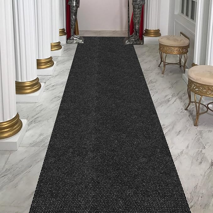 Ottomanson Commercial Scrape Rib Entry Mat – Heavy Duty Ribbed Floor Mat for High Traffic – Non Slip Rubber Back, Waterproof – Indoor Outdoor Use for Offices, Schools, Lobbies, 2' x 9', Black