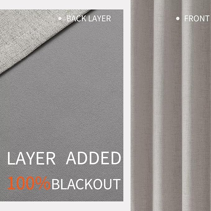 Joydeco Blackout Room Divider Curtains, Extra Wide Sliding Door Drapes Living Room Curtains, Greyish White 1 Panel 100W x 108L Inch Patio Door Drapes for Room Privacy