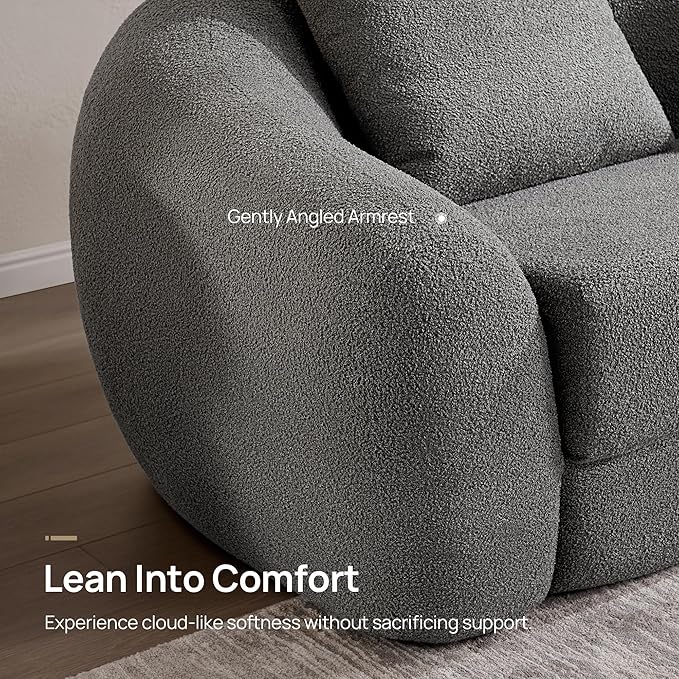 SICOTAS 49.9" Curved Convertible Sofa Couch Bed for Living Room Futon Cloud Boneless Sleeper Chair Pull Out Floor Couch with Deep Seat Single Foam Lounger No Assembly for Bedroom Apartment, Dark Grey