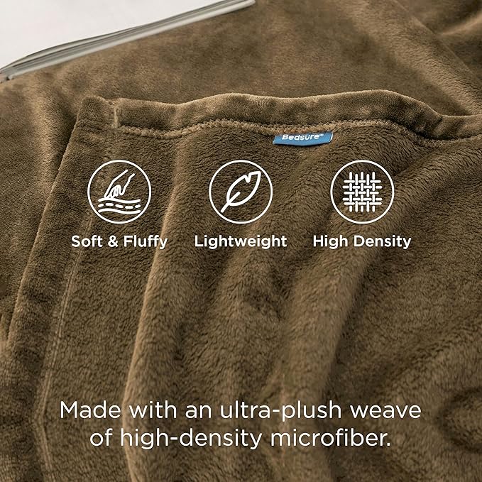Bedsure GentleSoft Fleece Blankets Queen Size Camel - Bed Blanket Soft Lightweight Plush Fuzzy Cozy Luxury Microfiber, 90x90 inches