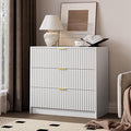 White Fluted Dresser for Bedroom, 32 Inch Wide Nightstand with Large Drawer, 3 Drawer End Table for Bedroom, Living Rooms, Offices, and Entryways