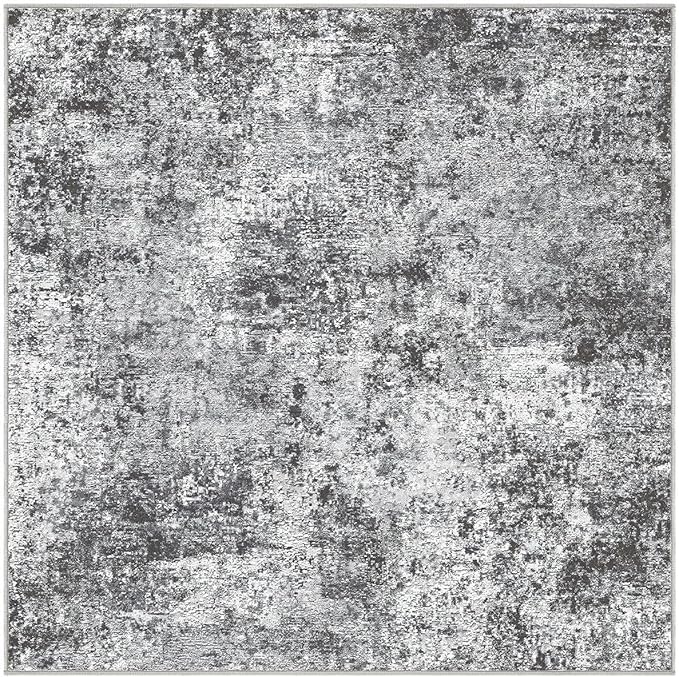 Square Area Rug Living Room Rugs - 6x6 Washable Large Soft Indoor Neutral Modern Abstract Low Pile Rug Carpet for Bedroom Dining Room Farmhouse Home Office - Grey
