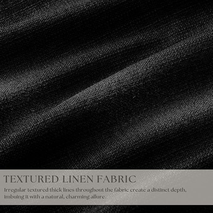 Pinch Pleated Blackout Curtains 102 Inches Long for Bedroom 100% Black Out Thick Linen Dual Layer Pinch Pleat Drapes with Back Tab Farmhouse Modern Black 102 Inch Curtain for Dining Living Room