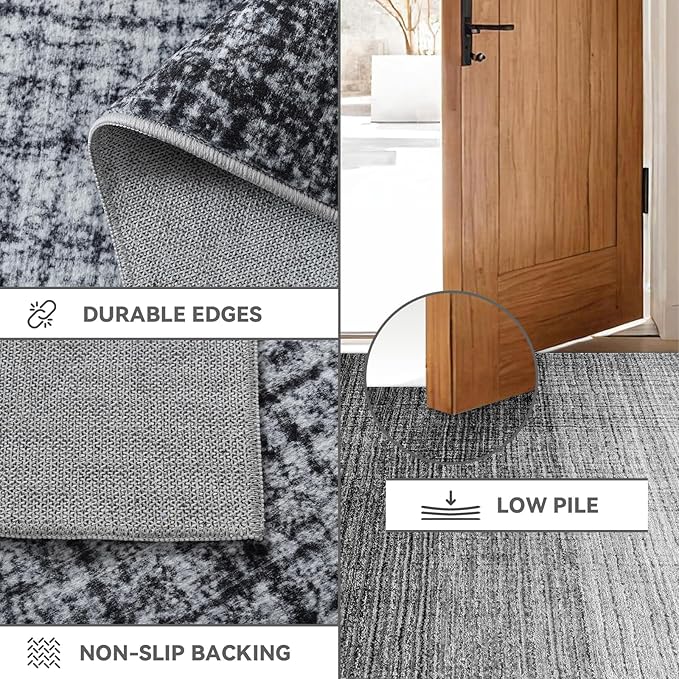 Area Rugs 6x9, Machine Washable Rugs for Living Room Floor Non Silp Vintage Rug Black Carpet for Living Room Dinning Room Bedroom Rug Under Bed Home | Black White