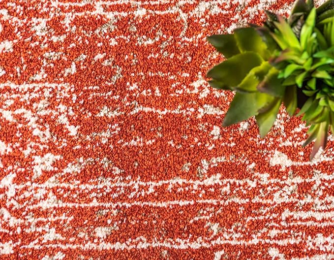 Unique Loom Del Mar Collection Area Rug - Jennifer (7' 1" x 10' Rectangle, Red/ Beige)