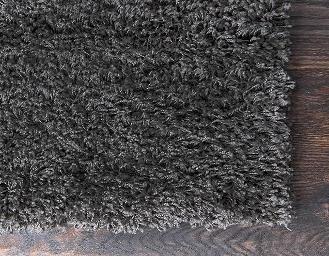 Unique Loom Solid Shag Collection Area Rug (7' 1" x 10' Rectangle, Graphite Gray)