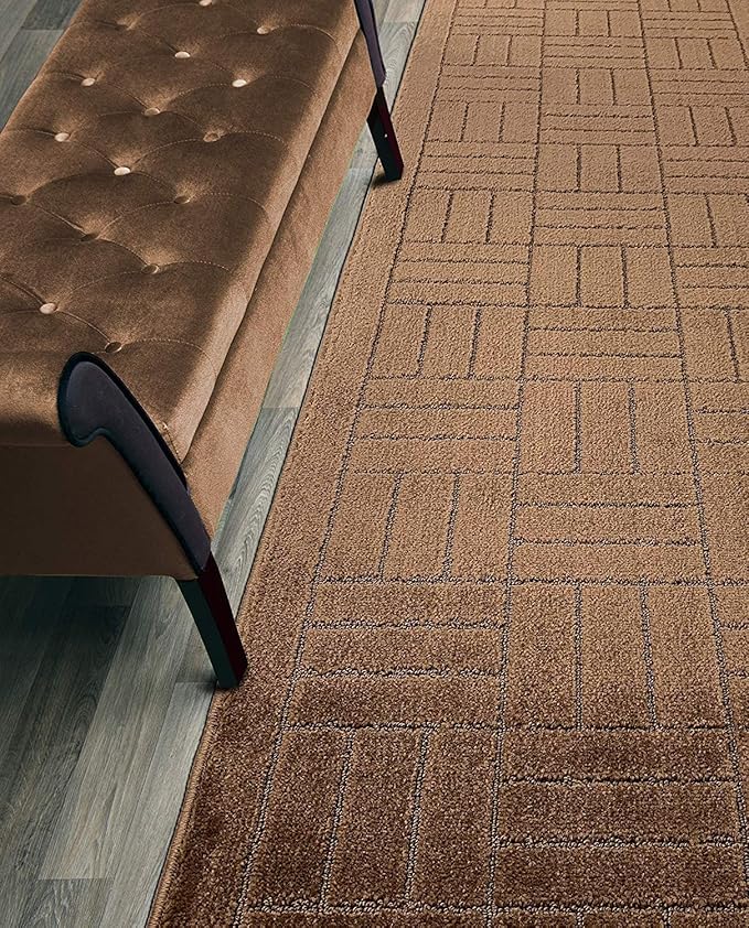 Custom Length Hallway Runner Rug,Slip Resistant,Bricks Brown, 26 Inch X 16 feet, Sold and Priced Per Foot