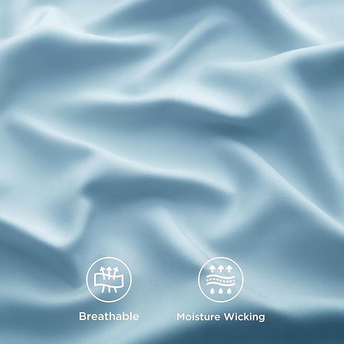 Bedsure Cooling Sheets Twin XL, Rayon Derived from Bamboo, Breathable & Soft Twin XL Sheet Sets, Deep Pocket Up to 16 Inches, Hotel Luxury Silky Dorm Bedding for Hot Sleepers, Aqua