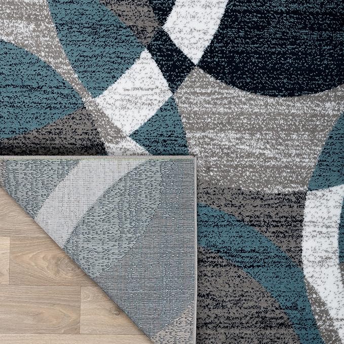 Rugshop Contemporary Modern Circles Abstract Runner Rug 2' x 7'2" Blue
