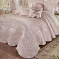 Touch of Class Portia Luxury Bedding | Posh Rose Quartz | Premier Quilted Polyester Satin | Hand Guided Machine Quilted Scroll Design 3 Piece Set: Cal King Oversized Bedspread and 2 King Shams