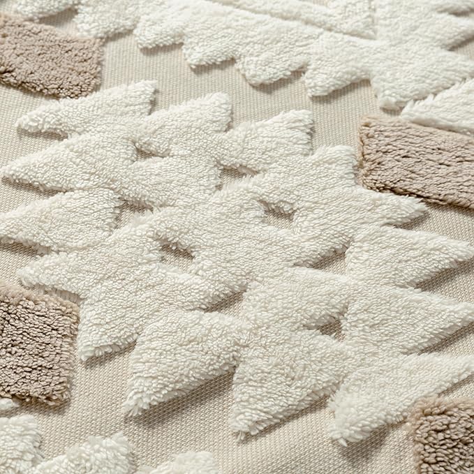 Ivory Brown 8x10 Area Rug Washable Living Room Moroccan Shag Carpet Non Slip Soft Neutral Boho Plush Pile Large Throw Rug for Office Bedroom Dining Room Playroom