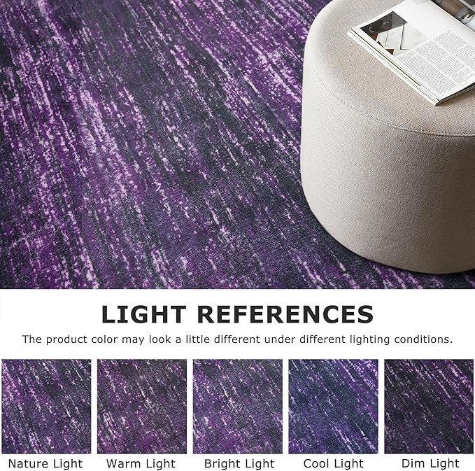 3x5 Modern Abstract Area Rug for Entryway, Purple White Super Soft Washable Rug with Non-Slip, Low-Pile Door Mat Indoor for Living Room Bedroom, Carpet with Non-Shedding