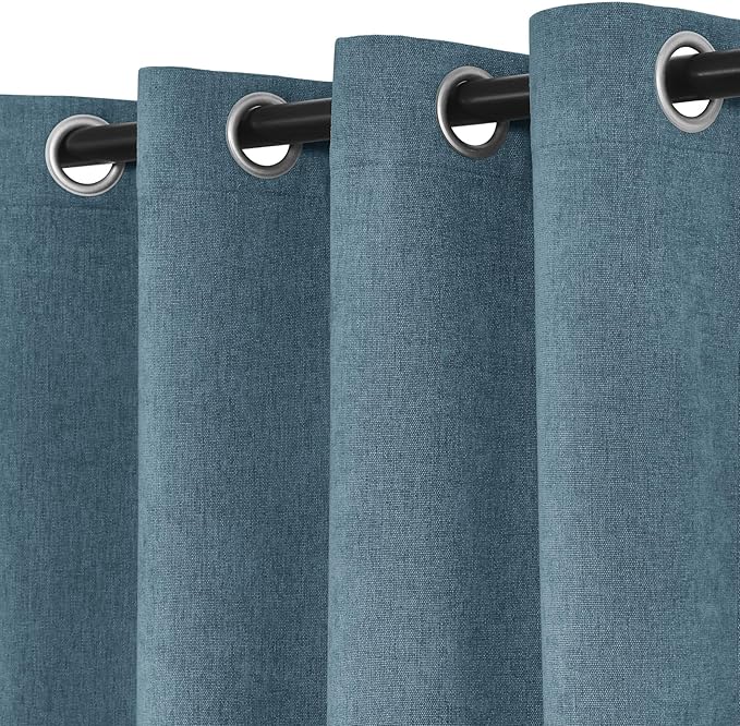 Macochico Thermal Blackout Chenille Curtains 100% Blackout Window Draperies for Living Room Bedroom Auditorium Banquet Hotel Teal Blue Curtains with Tieback Classic Home Decor 72" Wx102 L 1 Panel