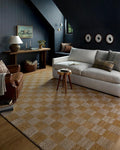 Loloi Chris Loves Julia Calvin Collection CLV-01 Apricot/Ivory 11'-6" x 15'-7" Area Rug Checkered Neutral Soft Living Room Bedroom Carpet