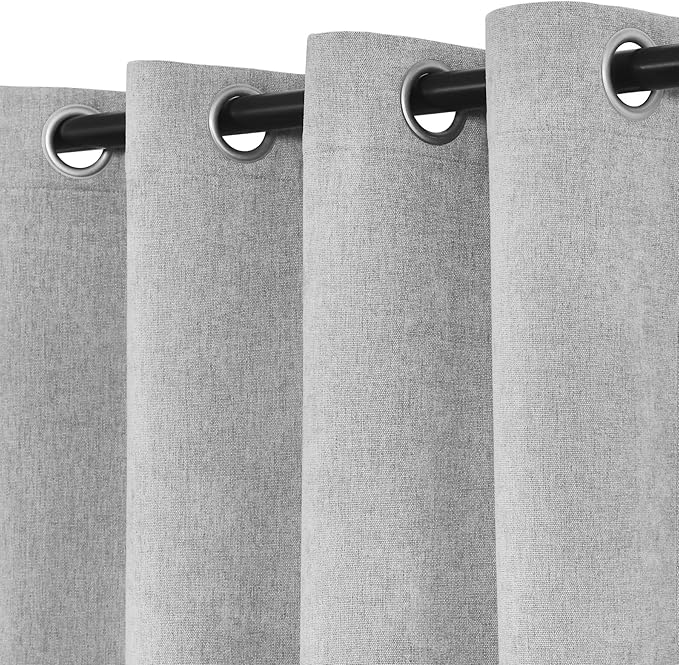 Macochico Extra Wide 100% Blackout Chenille Curtains 100" Wx96 L Thermal Drapes for Sliding Door Living Room Bedroom Auditorium Hotel Apricot Grey Curtains Grommet Top with Tieback Classic 1 Panel