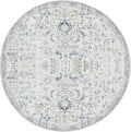 jinchan Kalen Round Rug 4ft Area Rug Washable Vintage Indoor Retro Accent Entryway Floor Cover Distressed Floral 4' Round Circle Boho Non Slip Thin Carpet for Bedroom Living Room Dining Room Blue
