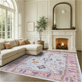 Fame Rugs Pink Beige Modern Oushak Rug 5x7, Washable Vintage Turkish Colorful Oriental Antique Inspired Area Rugs, Luxury Living Room Bedroom (390PP, 5' x 7')