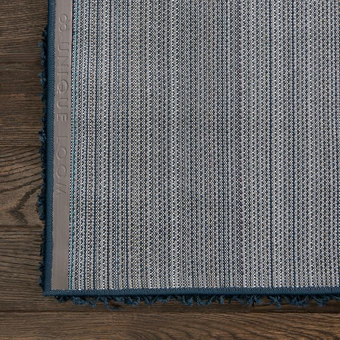 Unique Loom Solid Shag Collection Area Rug (5' 1" x 8' Rectangle, Sapphire Blue/ Navy Blue)