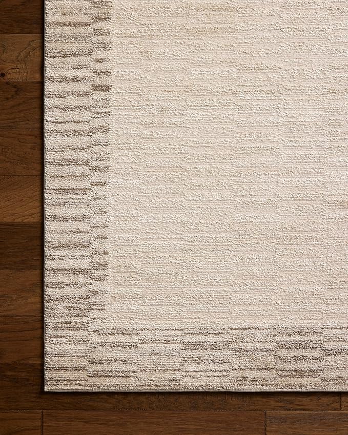 Loloi Chris Loves Julia Calvin Collection CLV-04 Ivory/Pebble 3'-6" x 5'-6" Accent Rug Checkered Neutral Soft Living Room Bedroom Carpet