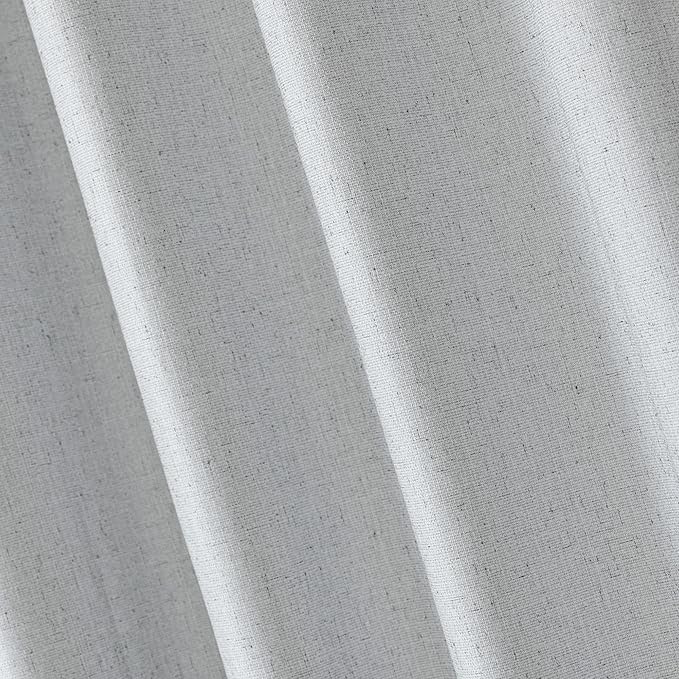 Amazon Basics Faux Linen Blackout Curtains for Bedroom and Living Room, 2-Piece Set with Grommets, 42" W x 63" L, White