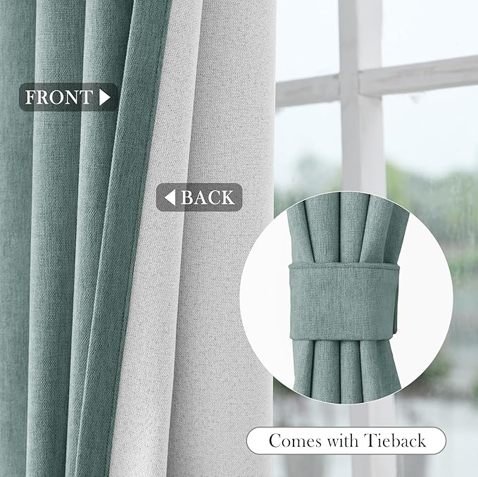 Macochico 100% Blackout Curtains Luxury Chenille Curtains for Living Room Thermal Blackout Curtains for Bedroom Hotel Banquet Classic Decor Teal Curtains with Tieback 72" Wx96 L Grommet 1 Panel