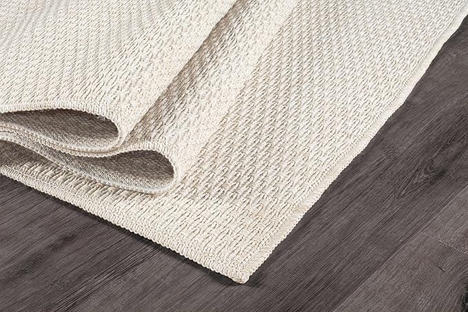 Easy Jute Rug 9x12 Indoor Outdoor Natural Rugs Solid Fiber Rug Woven Area Rug Boho Easy Clean Inside Carpet for Living Room Bedroom Dining Room Hallway or Outdoor Patio Porch (9 X 12 Bone)