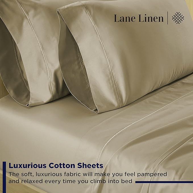 LANE LINEN Queen Size Bedding Set – 100% Cotton Queen Size Bed Set with 600 Thread Count, Soft & Cooling Fabric, Value Bedding for Daily Use, Hotel Sateen Finish, 15" Deep Pocket – Linen