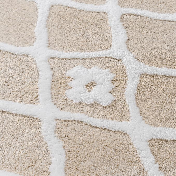 Ivory 8x10 Area Rug Moroccan Shag Living Room Washable Carpet Soft Non Shedding Neutral Boho Plush Pile Modern Large Throw Rug for Office Bedroom Dining Room Playroom