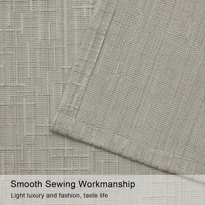 Jacquard Linen Curtains 96 inch Length 2 Panels Thick Faux Linen Blended Window Drapes Burlap Textured Curtains with Grommet for Living Room Bedroom Farmhouse (52x96 Light Khaki) Natural