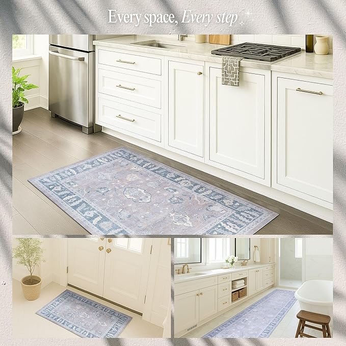 Fame Rugs Gray Modern Oushak Rug 8x10, Vintage Turkish Colorful Oriental Washable Antique Inspired Large Area Rugs, Luxury Living Room Bedroom (389GBB, 7'6 x 10')
