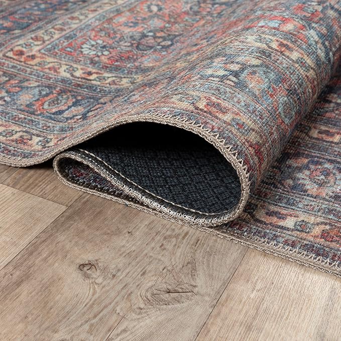 Bloom Rugs Washable Non-Slip 3' x 5' Rug - Multicolor Traditional Medallion Area Rug for Living Room, Bedroom, Dining Room, and Kitchen - Exact Size: 3' x 5'