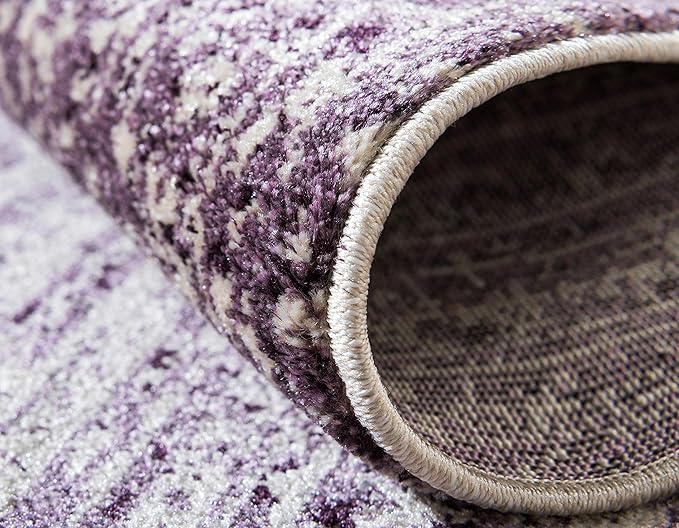 Unique Loom Del Mar Collection Area Rug - Jennifer (2' x 6' 1" Runner, Purple/ Ivory)