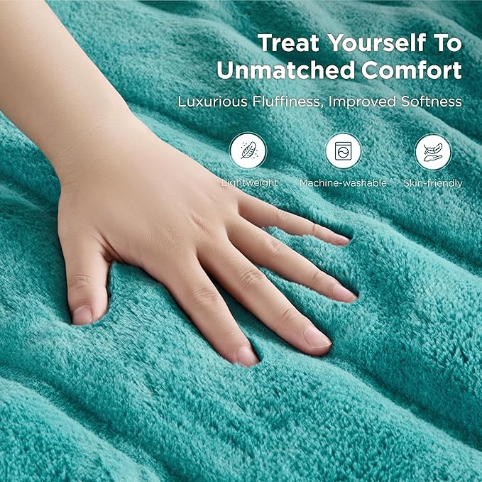 Sophia & William Throw Blanket for Couch Sofa(60x80 Inches) - Faux Fur Throw Soft Cozy, Gifts for Women, Teal