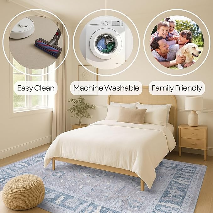 Fame Rugs Gray Modern Oushak Rug 9x12, Vintage Turkish Colorful Oriental Washable Antique Inspired Oversize Area Rugs, Luxury Living Room Bedroom (389GBB, 9' x 12)