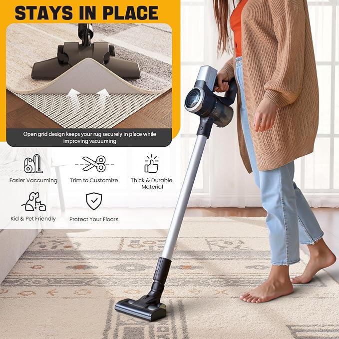 Non-Slip Rug Pad Gripper 2.5x14 Feet, Anti Skid Mat for Kitchen Hallway Runner Rug, Keeps Rugs in Position and Safe, Thick Cushioned Carpet Pad for Hardwood Floors Protection
