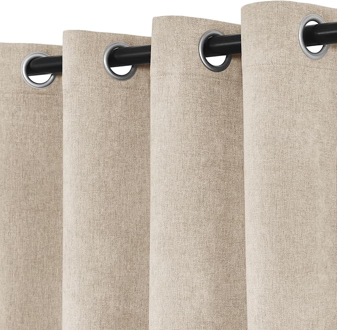 Macochico Full Blackout Curtains 84 Inches Long Insulated Noise Reducing Chenille Curtains for Living Room Bedroom Nursery Auditorium Taupe Curtains with Tieback Grommet 72" Wx84 L 1 Panel