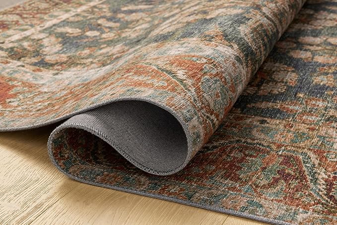 Loloi Chris Loves Julia Jules Collection JUL-10 Ocean/Spice 2'-6" x 7'-6", .13" Pile Height, Runner Rug