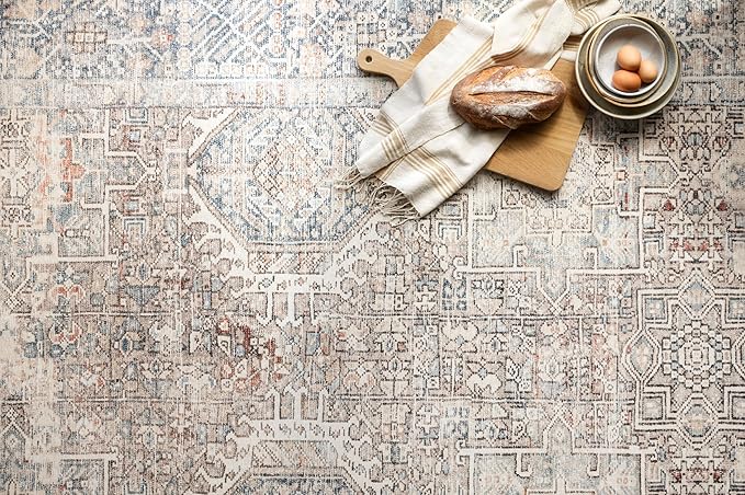 Loloi Chris Loves Julia Jules Collection JUL-07 Natural/Ocean 8'-6'' x 11'-6'', .13" Pile Height, Area Rug