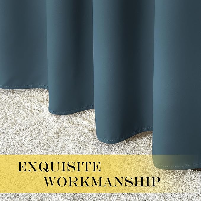 NICETOWN Blackout Curtains 72 inches Long, Grommet Privacy Window Treatment Thermal Insulated Room Darkening Sliding Glass Door Drape for Bedroom Living Room, 1 Panel, W100 x L72, Smoky Blue