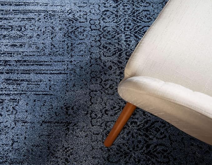 Unique Loom Del Mar Collection Area Rug - Jennifer (10' x 14' 1" Rectangle, Blue/ Navy Blue)
