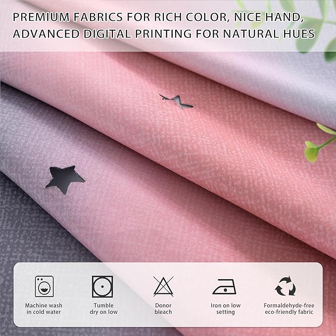 XiDi Dream Star Blackout Curtains for Kids Rooms Girl Princess Curtain for Daughter Bedroom Window (Pink Grey, W52 X L84)