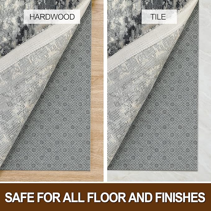 LINLA Dual Surface Felt+Rubber Non-Slip Rug Pad, 5'x7', 1/4" Thick, Strong Grip Cushioning Support Pad, Double-Side Anti-Skid, Safe for All Floor and Finishes, Extra Comfort