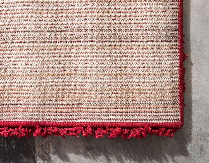 Unique Loom Solid Shag Collection Area Rug (10' x 13' 1" Rectangle Cherry Red)